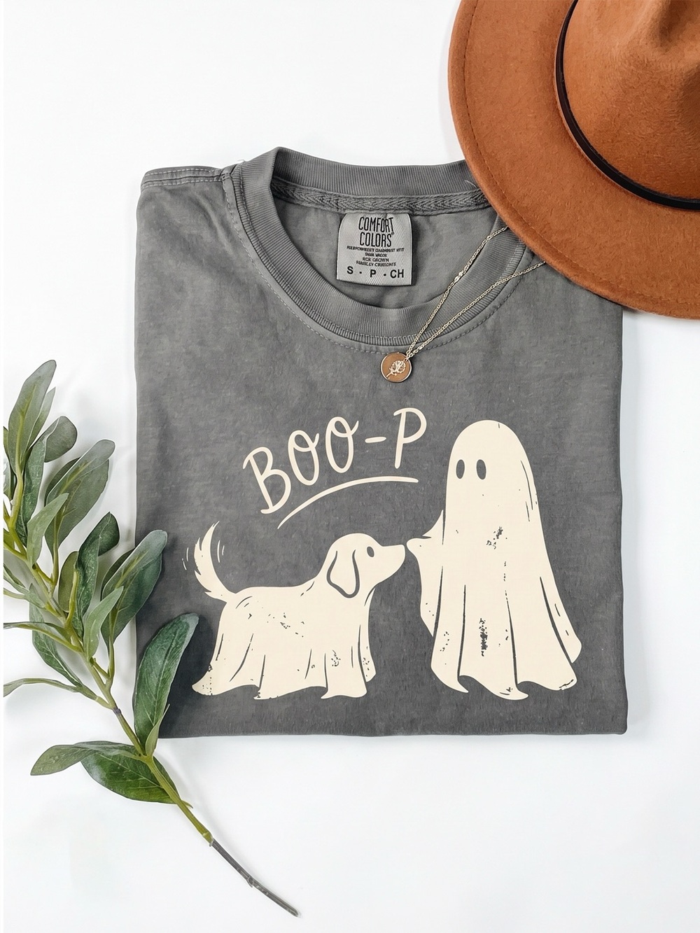 Ghost Dog Boo-p Cute Halloween Pepper Comfort Colors T-Shirt